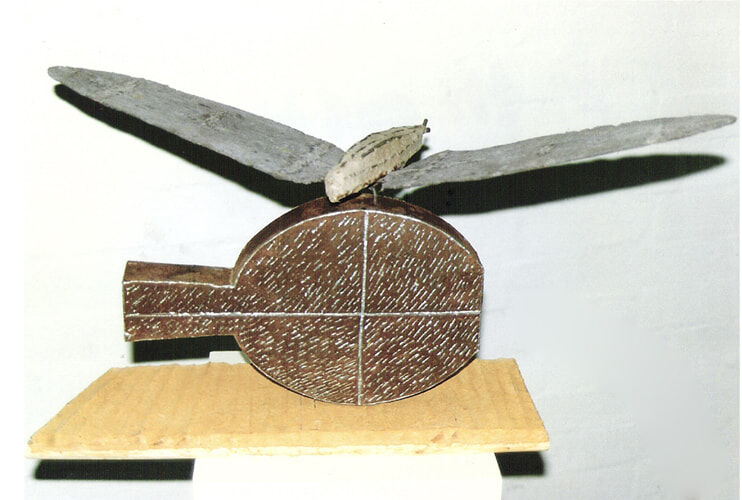 1990-Moth-Still-Life-Wood-paper-mache-galvanised-iron-Muhling-collection-1-1